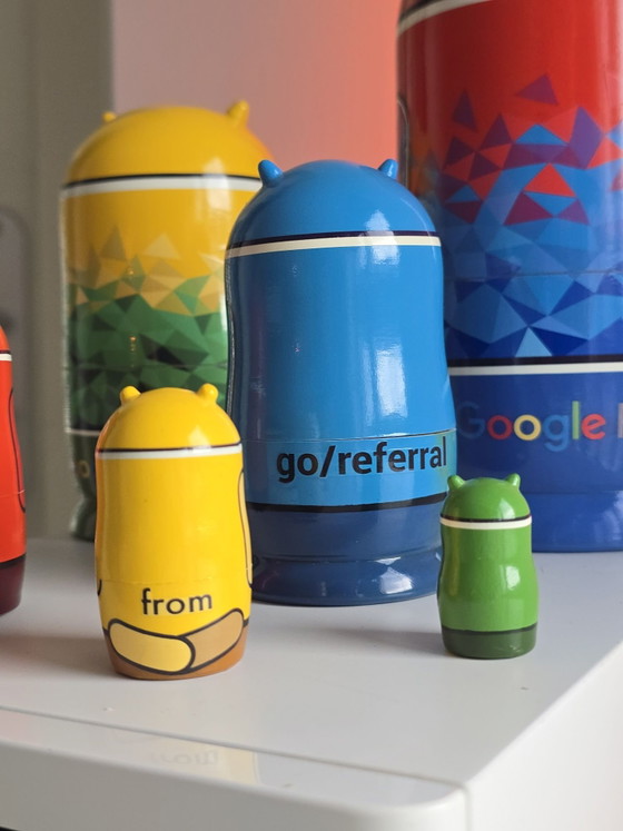 Set di Matrioske in Legno Google Android Ufficiale Estremamente Raro 6 pezzi, Oggetti decorativi, Multicolore (foto 5 di 14)