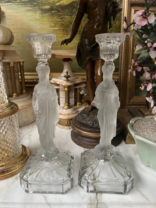 Coppia di candelabri. – kandelaars en kaarsen, Crystal, Glass (photo 2 of 8)