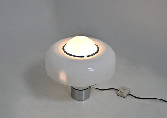 Lampe Brumbury de Luigi Massoni pour Harvey Guzzini, années 1970, Plastique, Chrome, Blanc, Space Age (photo 8 sur 13)