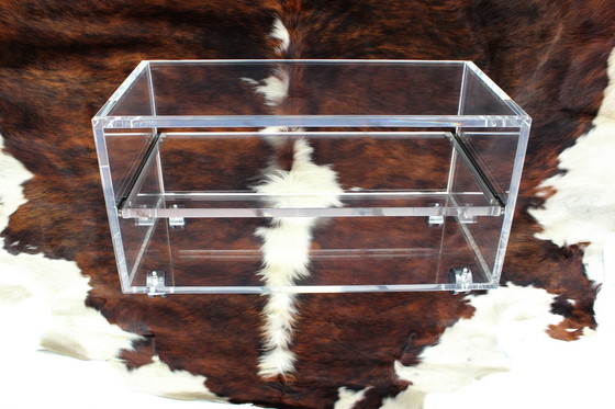 Image 1 of As New, Very High Quality Mid - Century Acrylic Glass Trolley / Coffee Table with Pull-Out Tray, Completely Restored