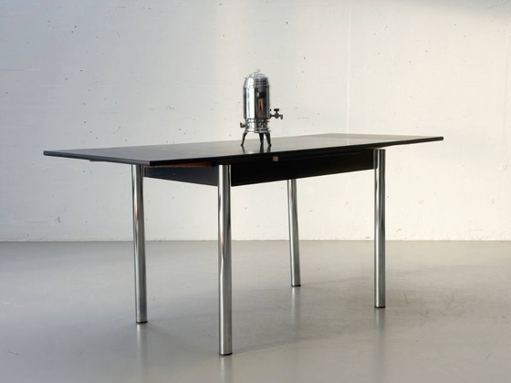 Image 1 of Extendable dining/kitchen table with chrome frame, 1980s