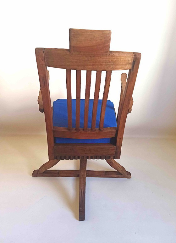 Image 1 of Sedia da barbiere anno 1900 in teak massello