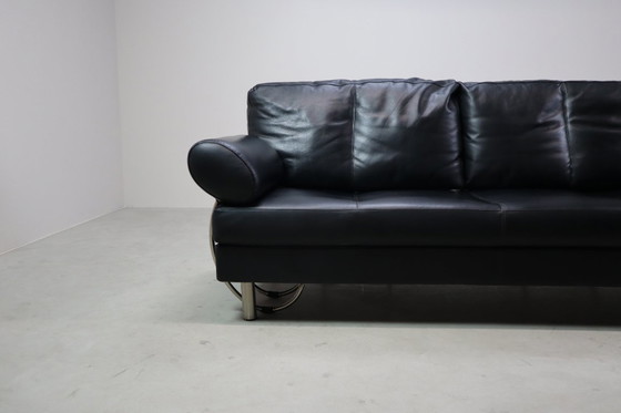 Image 1 of Divano/letto Zanotta "Europa" in pelle nera, Italia 1988