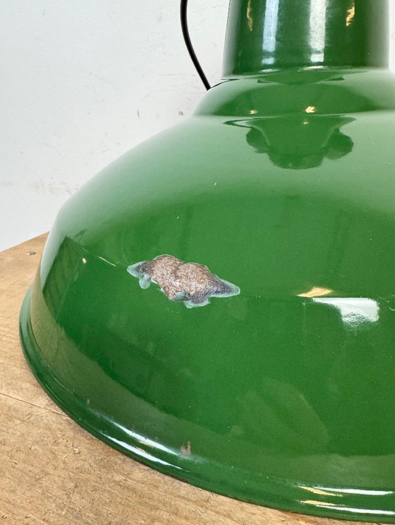 Image 1 of Industrial Green Enamel Factory Pendant Lamp, 1960s