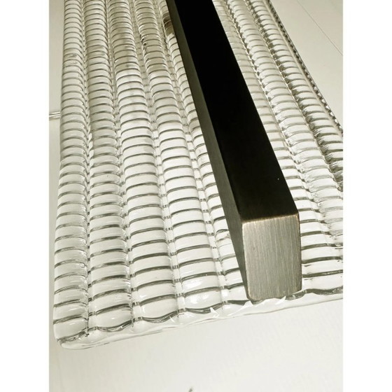 Image 1 of Set van twee moderne, bruinachtige wandlampen van Murano-glas met strass-steentjes, rechthoekig van vorm.