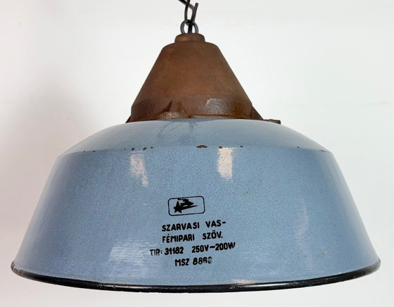 Image 1 of Industrial Grey Enamel and Cast Iron Pendant Light, 1960s