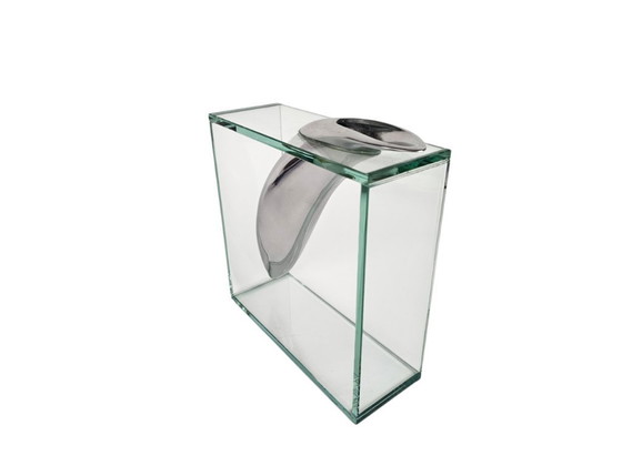 Image 1 of Dutch Lisa Mori For Inn - Modernist - Glass - Crystal - Aluminum - Vase - 90's