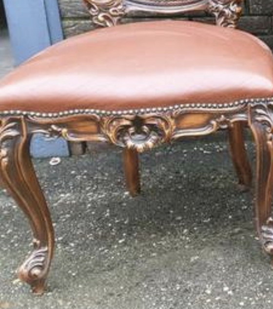 Image 1 of 4 Italiaanse barok eetkamer stoelen leder