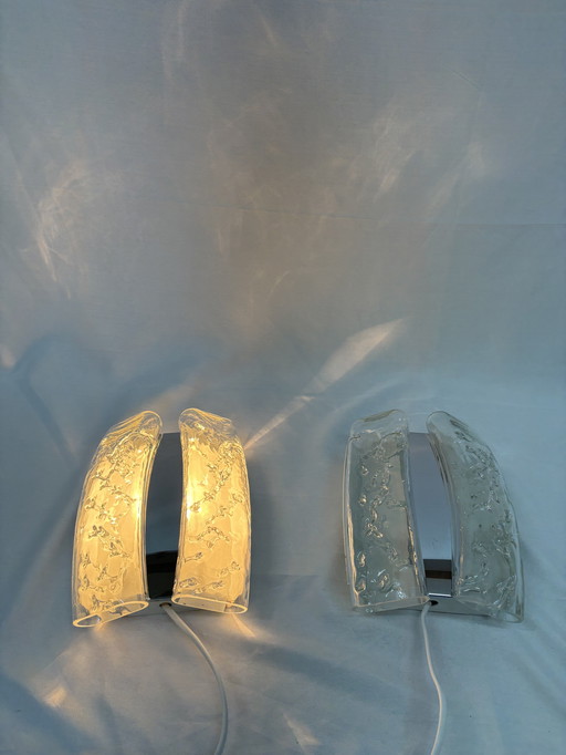 Set aus 2 Vintage-Wandlampen von Doria Leuchten aus Eisglas, 1960er Jahre