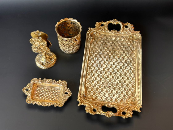 Image 1 of Komplettes Raucherset aus vergoldetem Messing – Rokoko-/Napoleon-III.-Stil