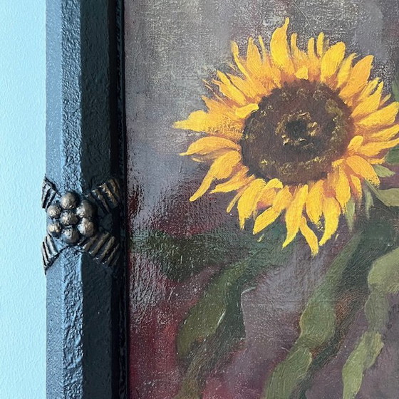 Image 1 of Antike XL Gemälde Sonnenblumen Ölfarbe M. Bertels 1920s