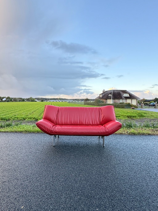 Leolux Tango 3-Sitzer Sofa | Rotes Leder | Jan Armgardt