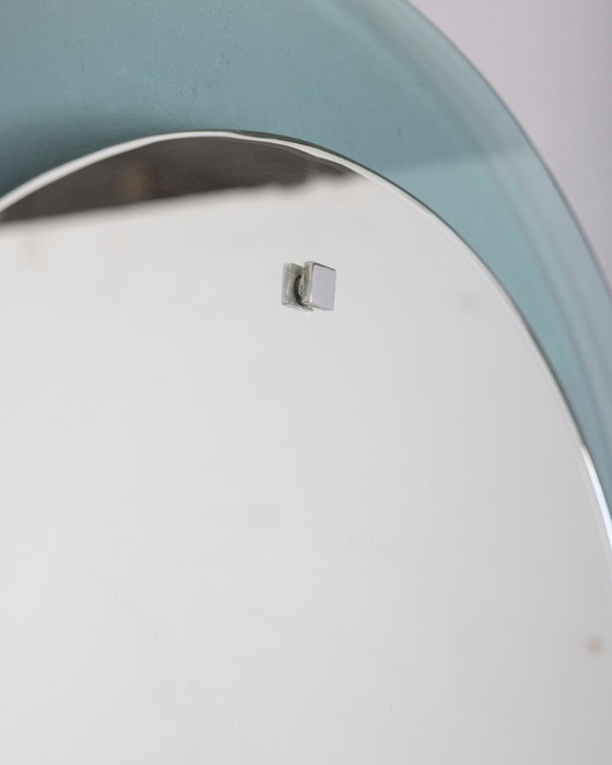 Image 1 of Vintage 1970s round wall mirror in smoked glass, Italian design 