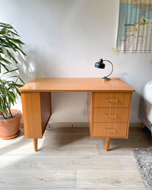 Vintage Scandinavische stijl 3 Lades Formica Bureau 1970