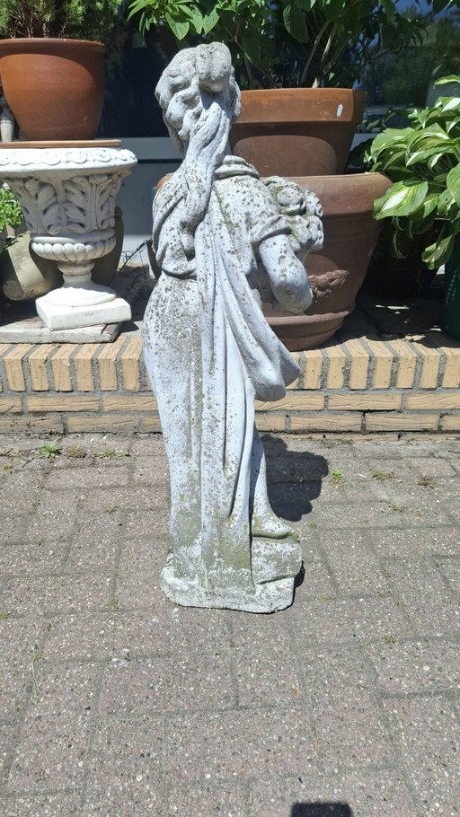 Statue de jardin classique Femme avec fleurs | 93 cm de haut | Béton