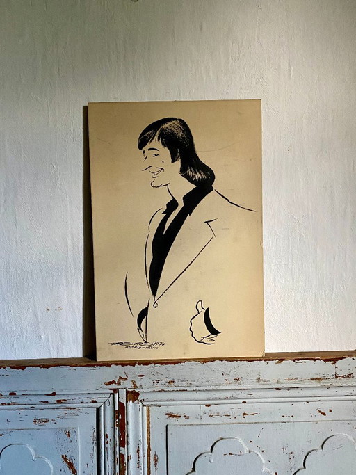 Artist's drawing on cardboard from 1974