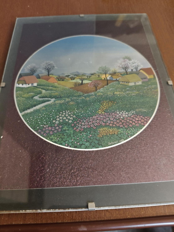 Complete vintage Four Seasons-set – Ivan Štefánek – jaren 80 Dufex foliekunst – Wanddecoratie, Glass (photo 12 of 14)