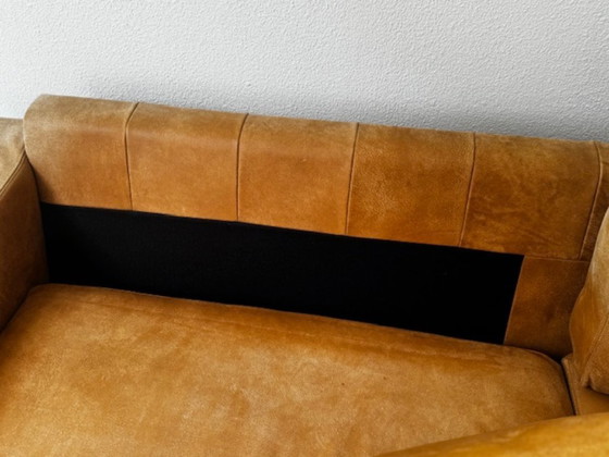 Image 1 of Canapé en cuir mangowood avec causeuse et pouf