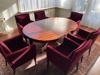 6 sedie da pranzo in velluto bordeaux di Bench