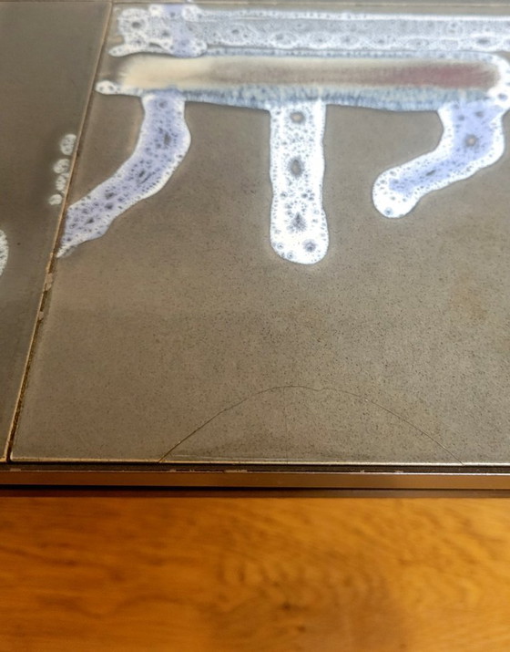 Image 1 of Table basse vintage avec plateau en céramique, signée Adri Belgium.