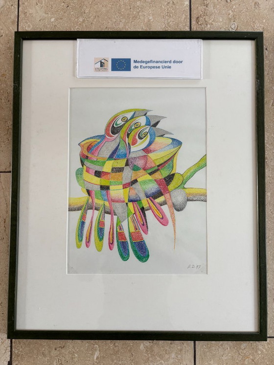 Image 1 of 5x pastel crayon drawings - unframed