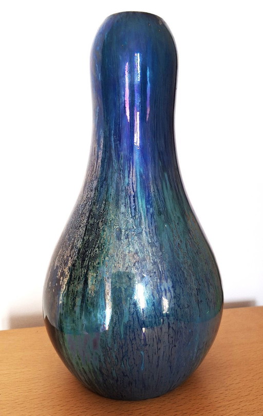 Schimmernde Vase von Alphonse Cythère (1861–1941), 26 cm, signiert, Art-Deco-Periode, 1920
