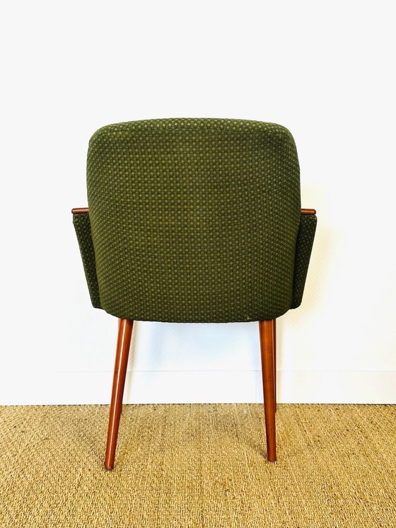 Image 1 of Vintage fauteuil met groene wandtapijtbekleding, 1960