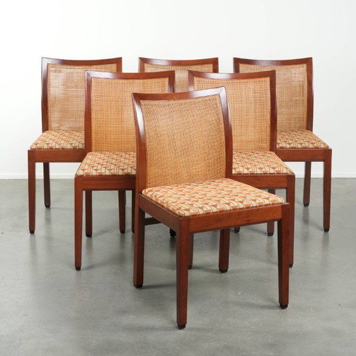 6 chaises de salle à manger Schuitema de style Art déco avec dossier en osier, de la série Shaker