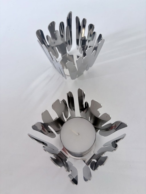 Porte-bougies chauffe-plat Alessi « Barkandle », lot de 2 – kandelaars en kaarsen, Metal, rvs