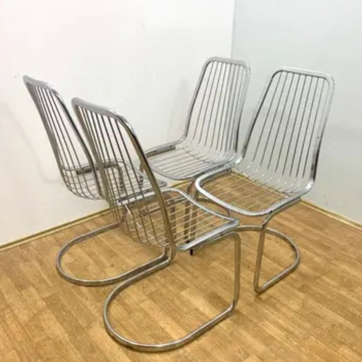 Retro-Chromstühle von Gastone Rinaldi, 1970er Jahre – 4er-Set