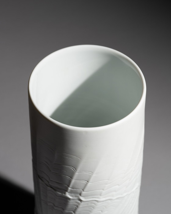 Image 1 of XL Rare Rosenthal Studio-Linie Vase OP ART Martin Freyer Bisque Porcelain H33cm