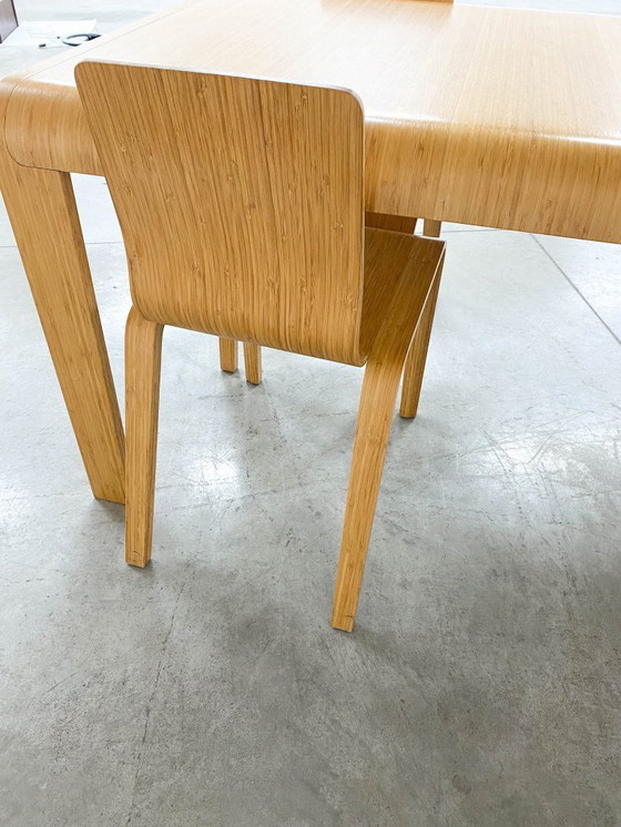 Image 1 of Bamboo Dining Set Table and Chairs by Henrik Tjaerby for Artek Studio, Set of 5