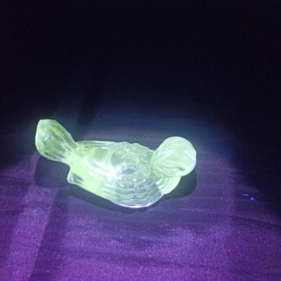 Image 1 of Uranium glass bird candlesticks Boyd -Parish)