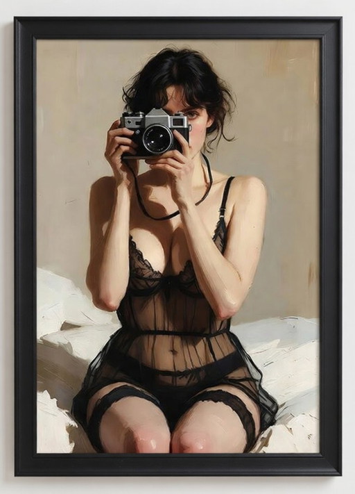 À fleur de lumière – Frau mit Kamera – giclee prints, Paper