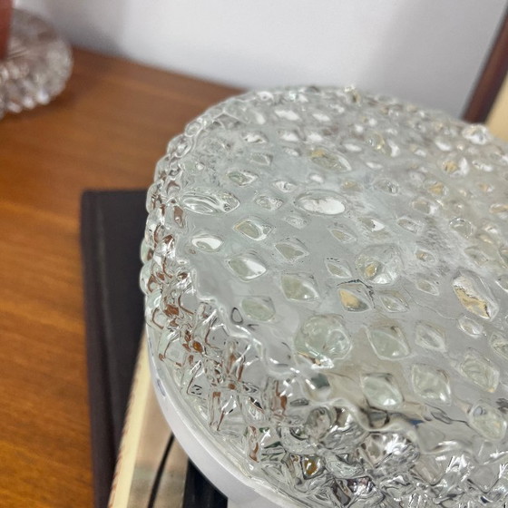 Small round diamond point glass vintage 1970 1980 wall light ceiling light (photo 4 of 9)
