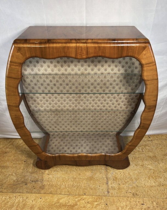 Image 1 of Vitrine Art Déco vintage en noyer, années 1930-1940