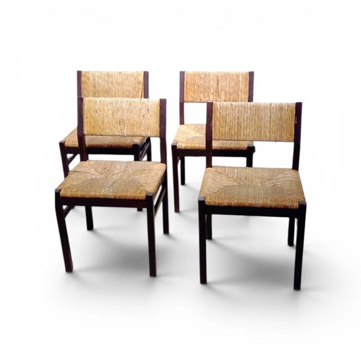 4 x Vintage Dutch design Wengé dining chairs SE82 Martin Visser Spectrum