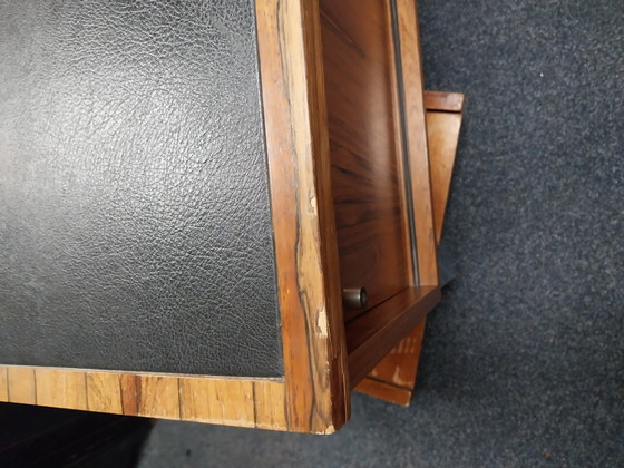 Image 1 of 1 x BUS möbel 1980's  roomdivider lowboard met zwart lederen bovenblad 2 zijdig 200 x 46 x 64cm 