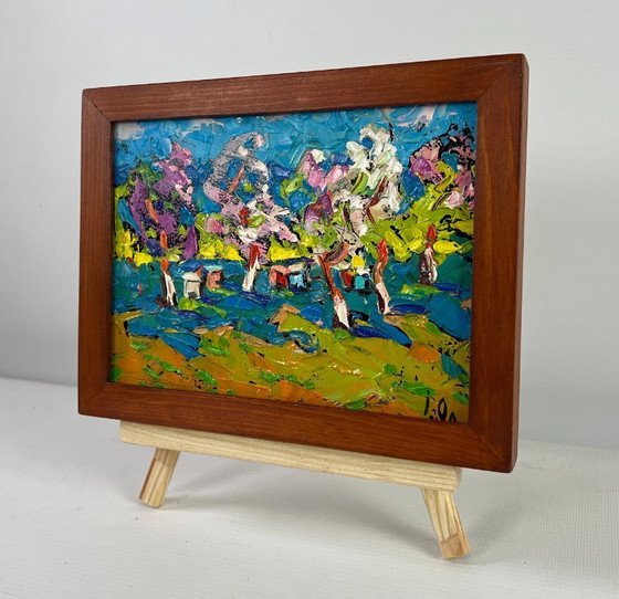 Image 1 of Original Oil Painting Flower Trees Landscape Spring is on the doorstep