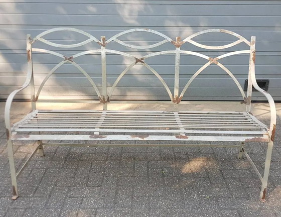 Antique French garden bench park bench, Garden benches, Metal, Grey, Vintage (photo 2 of 7)
