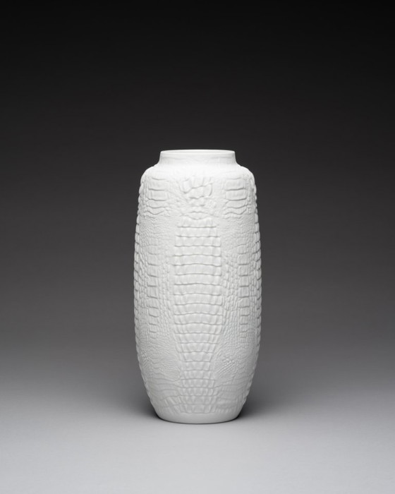 Image 1 of AK Kaiser “Reptile” Crocodile Biscuit Porcelain XL Vase Manfred Frey Germany 70s