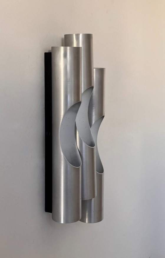 Set van 3 Vintage Fuga Wandlampen van Raak, Geborsteld Aluminium, Nederland 1970 – Metal (photo 3 of 7)