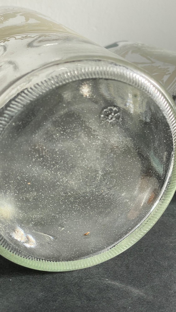 Image 1 of Vintage Engraved Glass and Wood Bottles