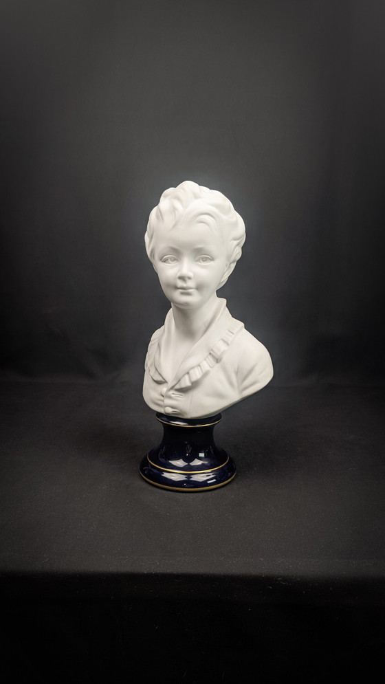 Image 1 of Child bust of Alexandre Brongniart Limoges porcelain signed Camille Tharaud after Jean Houdon