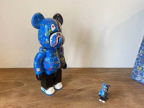 Image 1 of Bearbrick BAPE play camo shark blue 400% MEDICOM toys