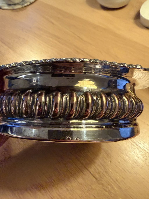 Verzilverde Wijn-Onderzetter (Old Sheffield Plate)