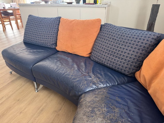 Divano angolare Rolf Benz 222 in pelle blu, Divani angolari, Cromo, Modern (foto 8 di 8)