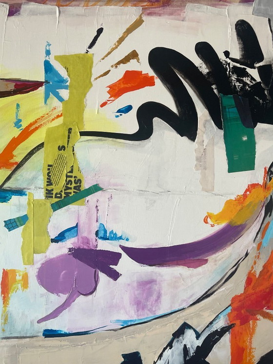 Image 1 of 1 Dipinto acrilico con parte collage su tela