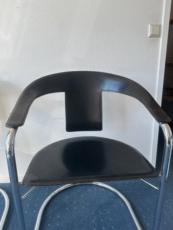 Image 1 of Designer chairs – A. Rizzatto – set of 4 – chrome & black