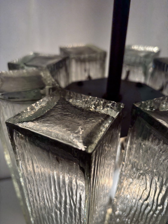 Image 1 of Large glass pendant lamp by Doria Leuchten, 1960s/Crystal glass chandelier/Mid-Century Modern light/Hollywood Ragency/Ice